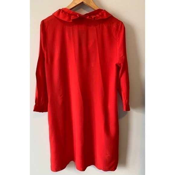 New! Crown & Ivy Red Ruffle Neck Shift Dress Size Small - Picture 8 of 16